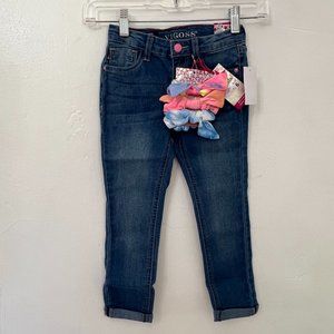 Vigoss "The Jagger" Girl's Skinny Stretch Jeans & 3 Pack Scrunchies Set Size 6